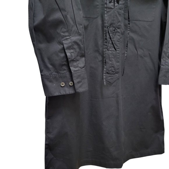 THEORY Shift Poplin Tunic Black Lace-Up Long-Sleeves Dress Size 6 Women's - Picture 4 of 7